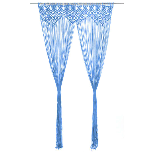 Gordijn macramé 140x240 cm katoen blauw - AllerleiShop