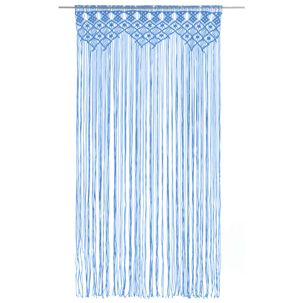 Gordijn macramé 140x240 cm katoen blauw - AllerleiShop