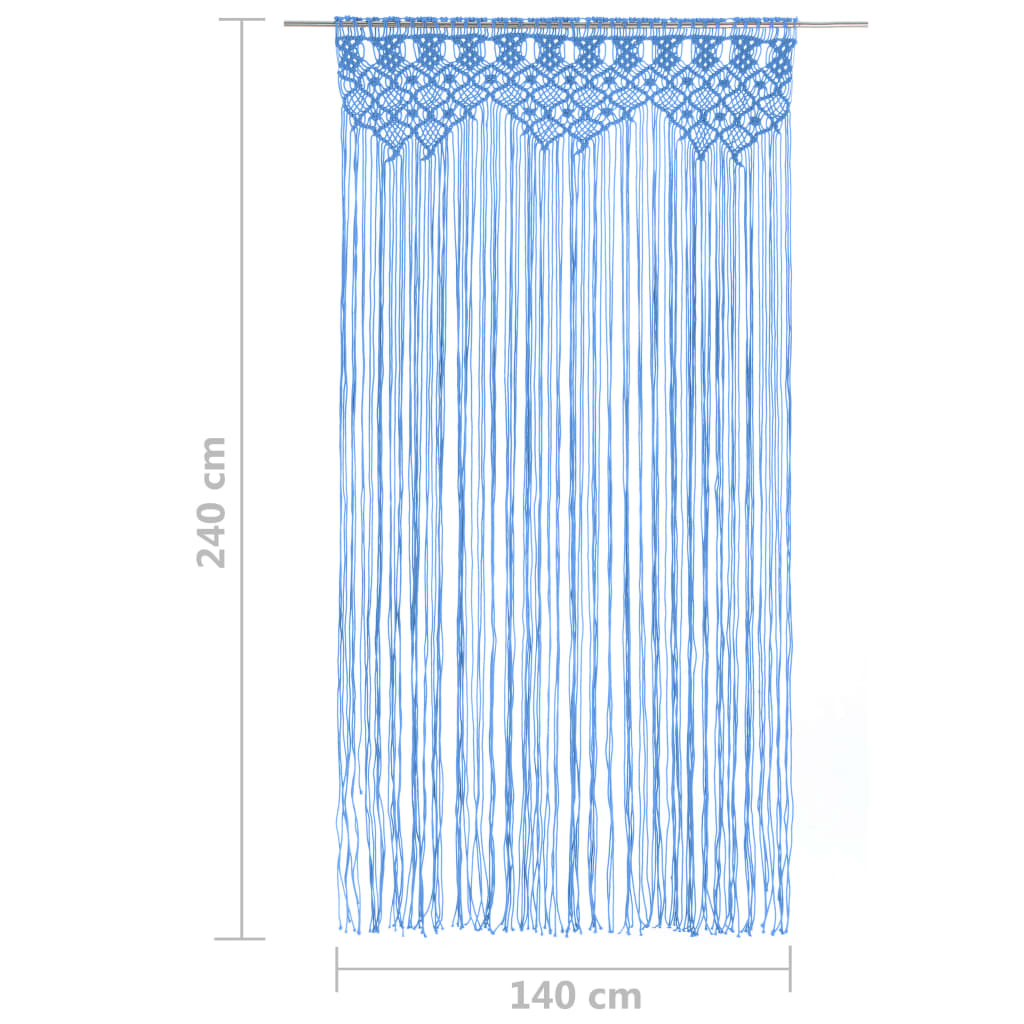 Gordijn macramé 140x240 cm katoen blauw - AllerleiShop