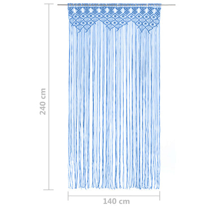 Gordijn macramé 140x240 cm katoen blauw - AllerleiShop