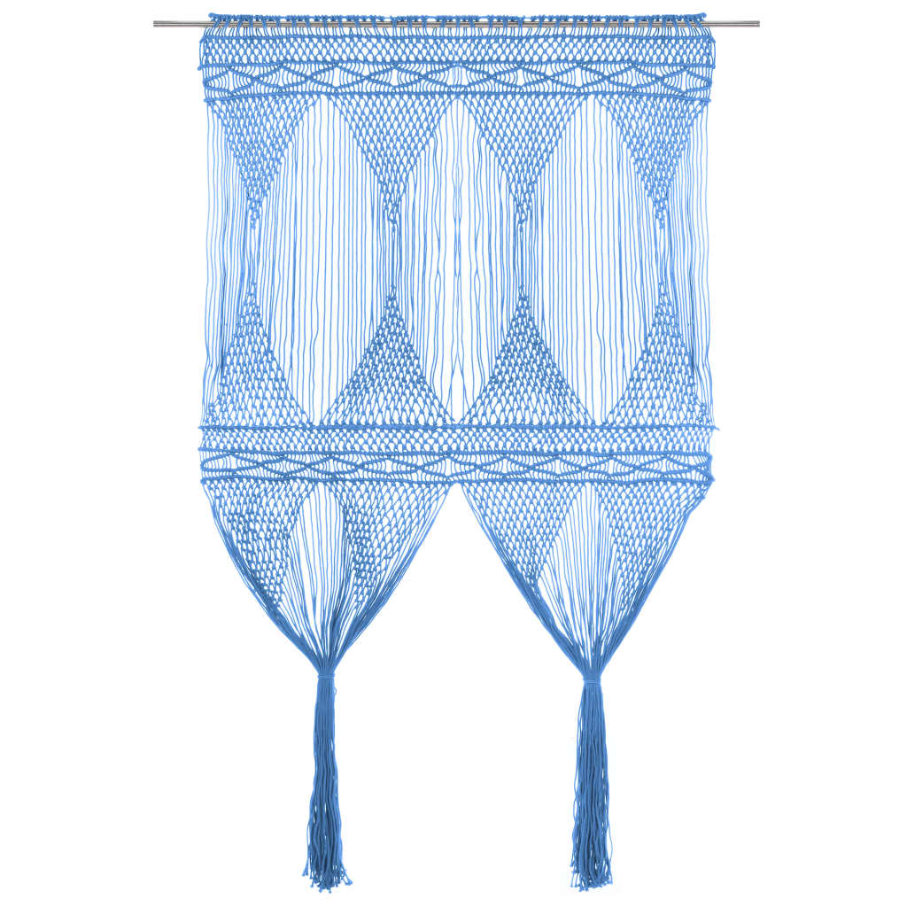 Gordijn macramé 140x240 cm katoen blauw - AllerleiShop