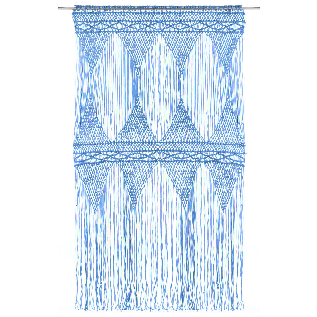 Gordijn macramé 140x240 cm katoen blauw - AllerleiShop