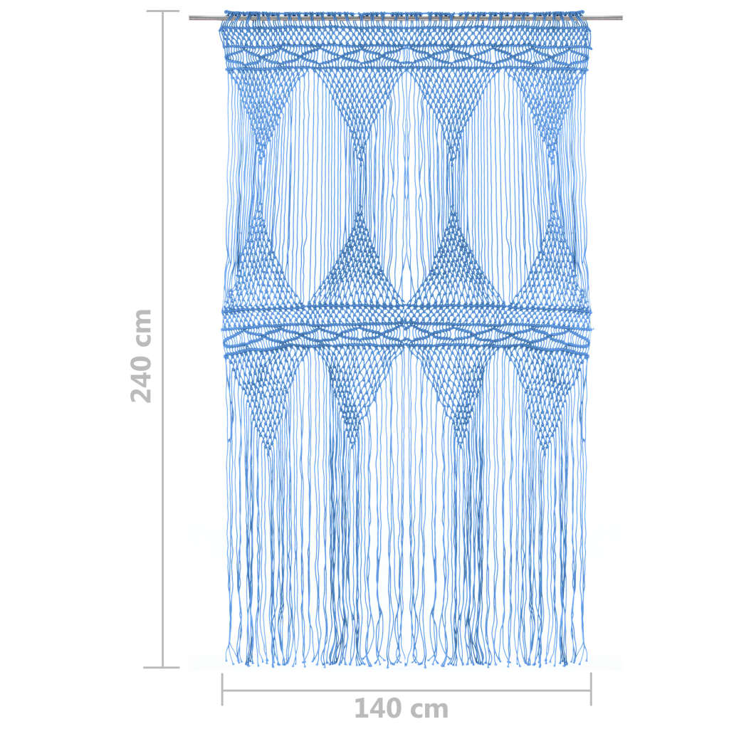 Gordijn macramé 140x240 cm katoen blauw - AllerleiShop