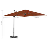 Zweefparasol met aluminium paal 250x250 cm terracottakleurig