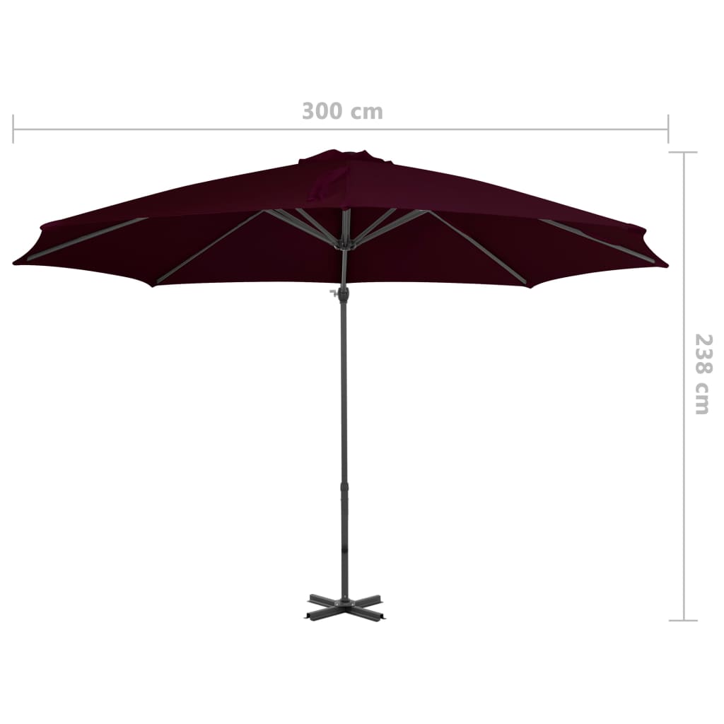 Zweefparasol met aluminium paal 300 cm rood