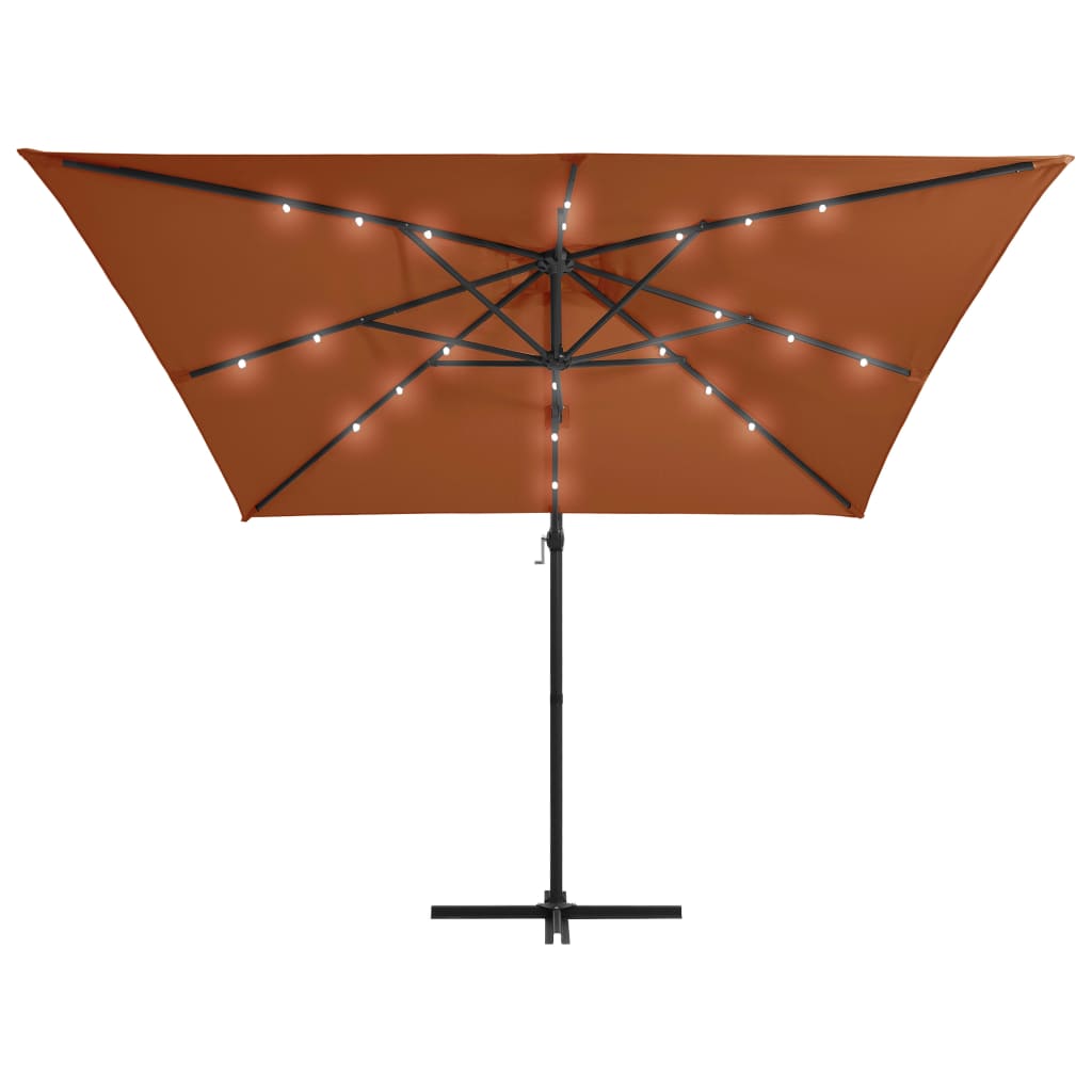 Zweefparasol met LED-verlichting 250x250 cm terracottakleurig