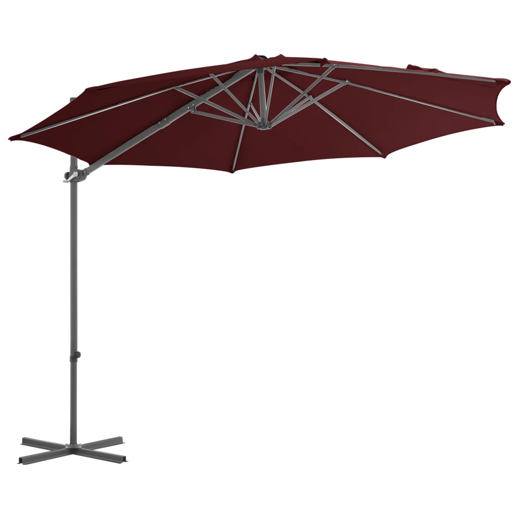 Zweefparasol met stalen paal 300 cm bordeauxrood