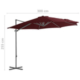 Zweefparasol met stalen paal 300 cm bordeauxrood