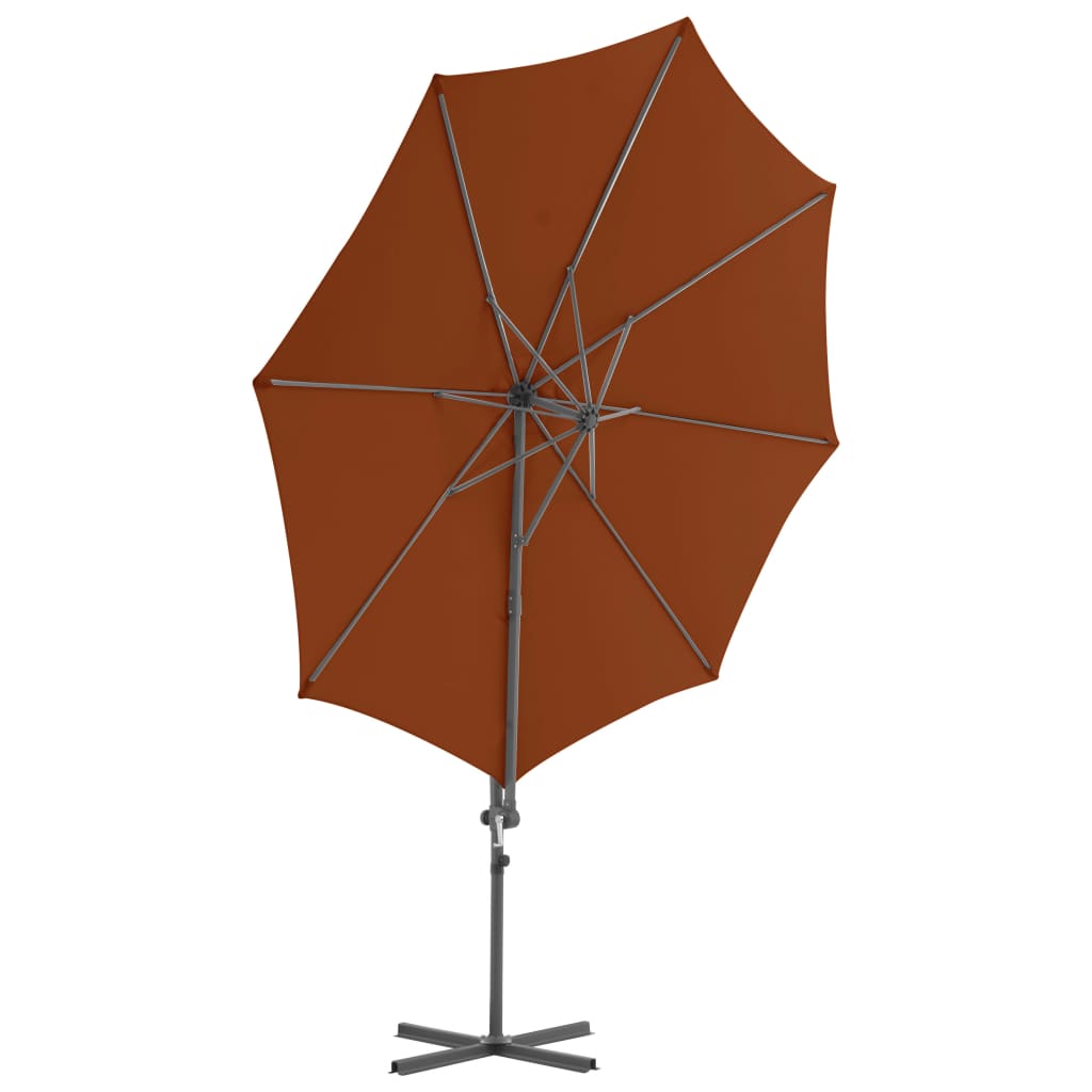 Zweefparasol met stalen paal 300 cm terracottakleurig