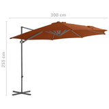 Zweefparasol met stalen paal 300 cm terracottakleurig