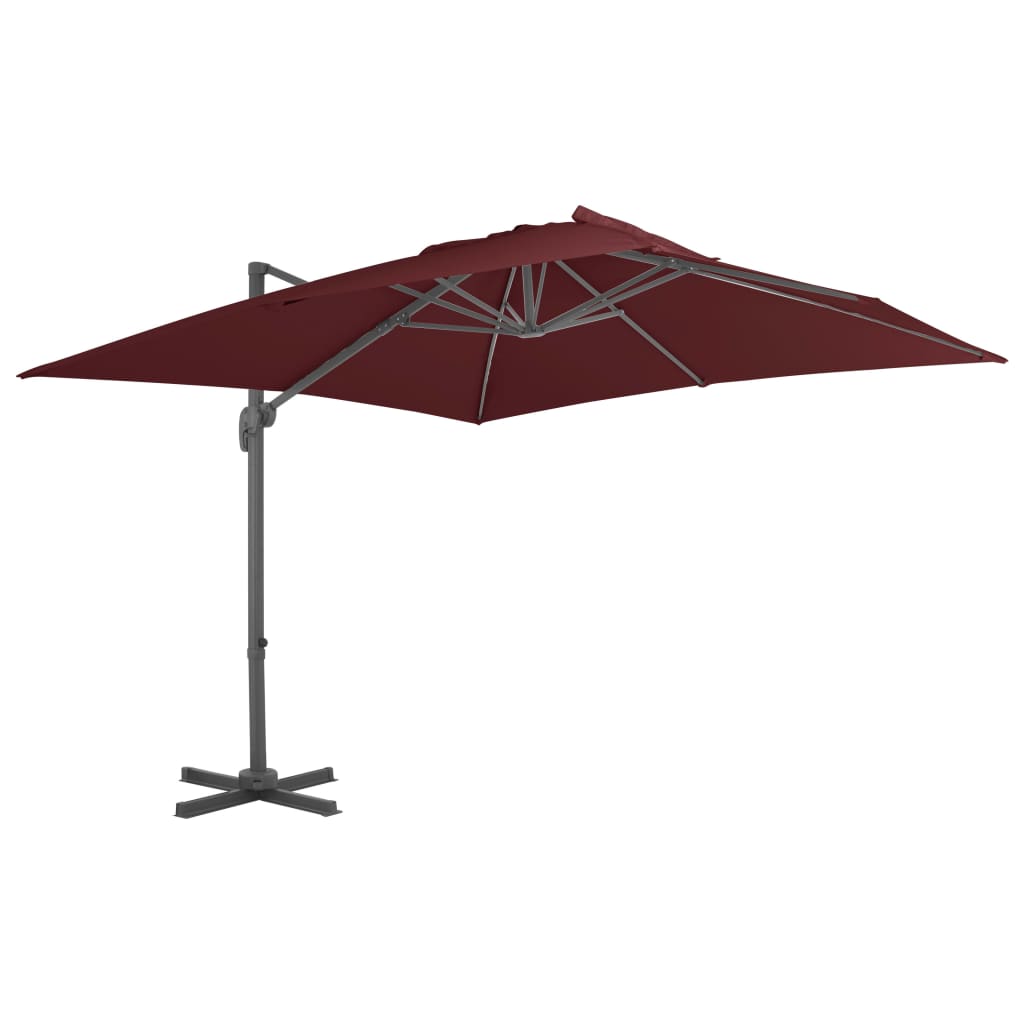 Zweefparasol met aluminium paal 400x300 cm bordeauxrood