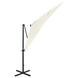 Zweefparasol met paal en LED-verlichting 250 cm zandkleurig