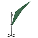 Zweefparasol met paal en LED-verlichting 250 cm groen