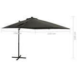 Zweefparasol met paal en LED-verlichting 250 cm antracietkleur