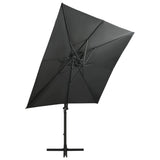 Zweefparasol met paal en LED-verlichting 250 cm antracietkleur