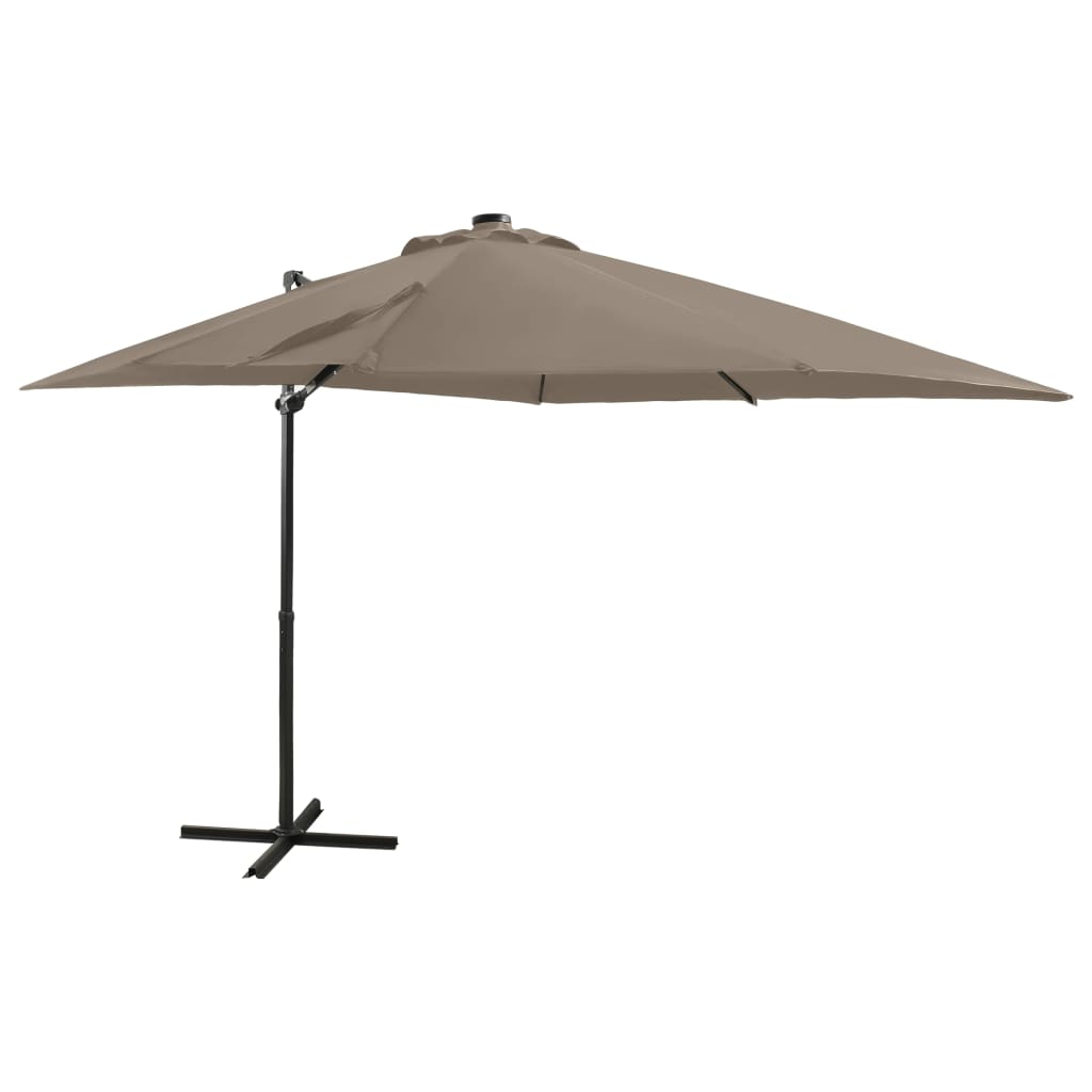 Zweefparasol met paal en LED-verlichting 250 cm taupe