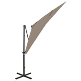 Zweefparasol met paal en LED-verlichting 250 cm taupe