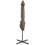 Zweefparasol met paal en LED-verlichting 250 cm taupe