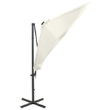 Zweefparasol met paal en LED-verlichting 300 cm zandkleurig