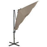 Zweefparasol met paal en LED-verlichting 300 cm taupe