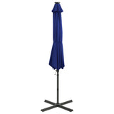 Zweefparasol met paal en LED-verlichting 300 cm azuurblauw