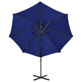 Zweefparasol met paal en LED-verlichting 300 cm azuurblauw