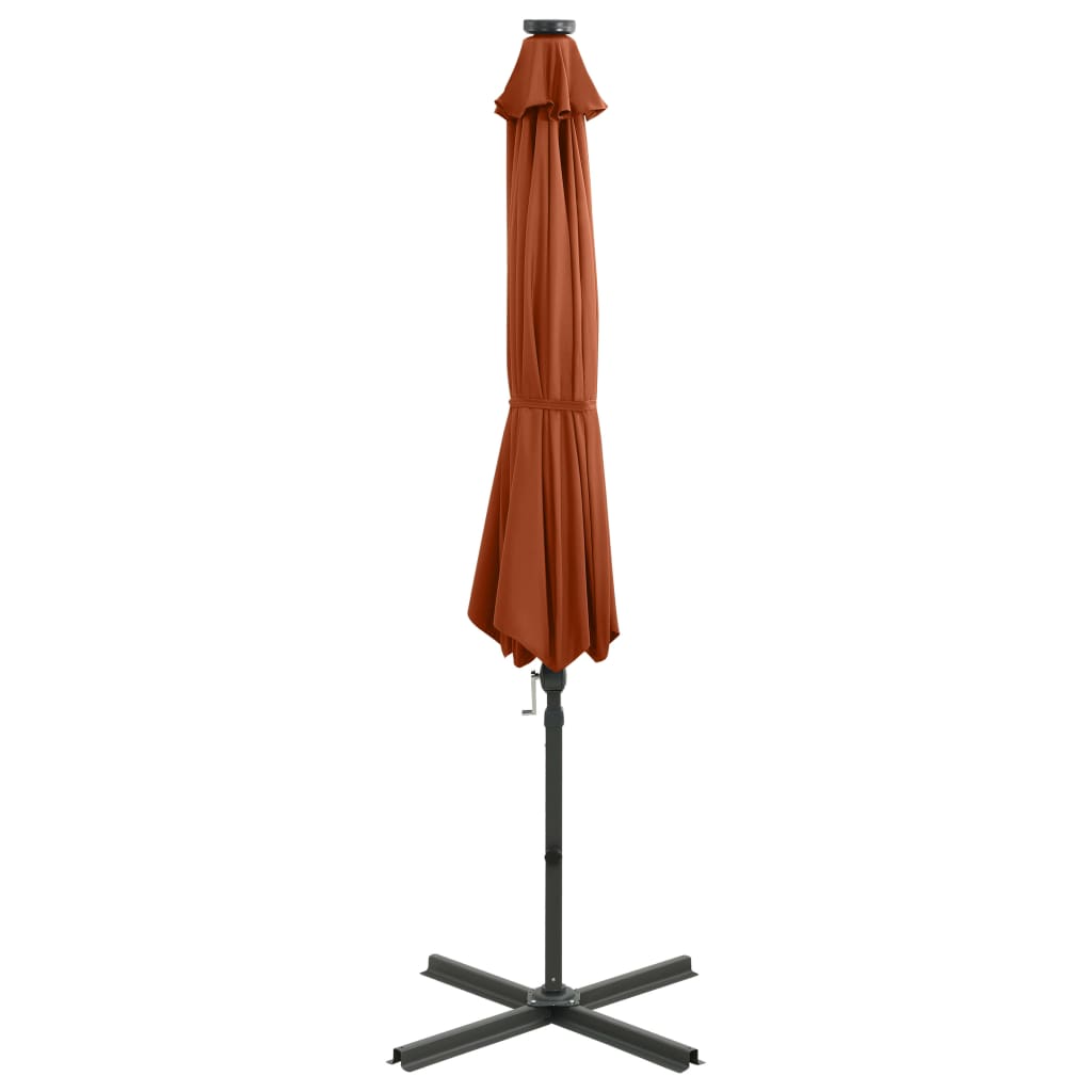 Zweefparasol met paal en LED-verlichting 300 cm terracottakleur