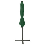 Zweefparasol met paal en LED-verlichting 300 cm groen