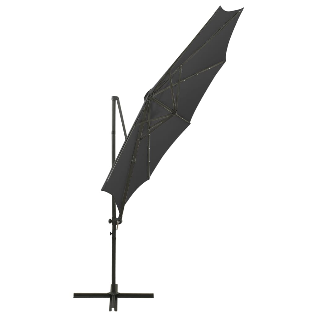 Zweefparasol met paal en LED-verlichting 300 cm antracietkleur