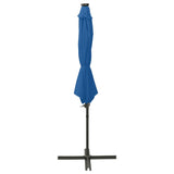 Zweefparasol met paal en LED-verlichting 300 cm azuurblauw