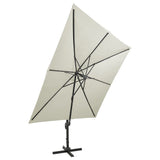 Zweefparasol met paal en LED-verlichting 300 cm zandkleurig