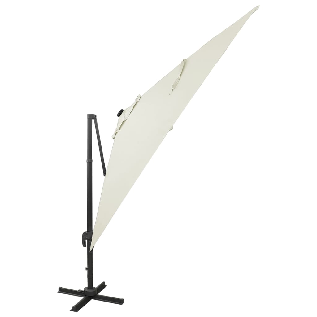 Zweefparasol met paal en LED-verlichting 300 cm zandkleurig