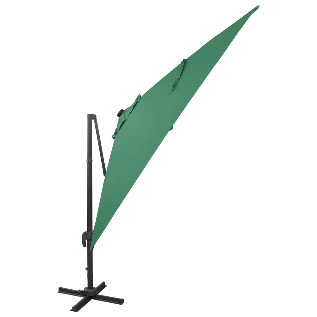 Zweefparasol met paal en LED-verlichting 300 cm groen