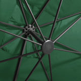 Zweefparasol met paal en LED-verlichting 300 cm groen