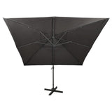 Zweefparasol met paal en LED-verlichting 300 cm antracietkleur