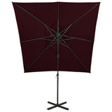 Zweefparasol met dubbel dak 250x250 cm bordeauxrood