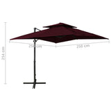 Zweefparasol met dubbel dak 250x250 cm bordeauxrood