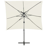 Zweefparasol met dubbel dak 250x250 cm zandkleurig