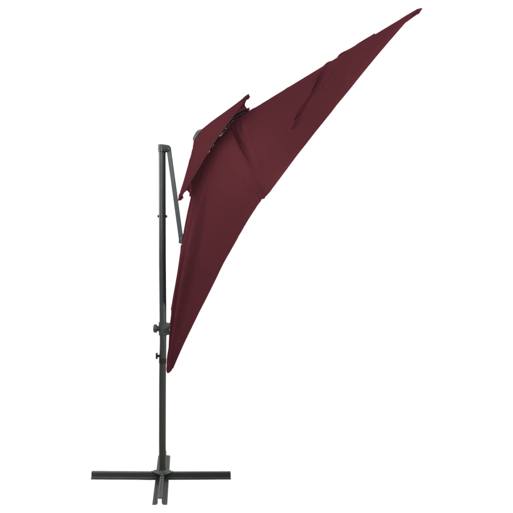 Zweefparasol met dubbel dak 250x250 cm bordeauxrood