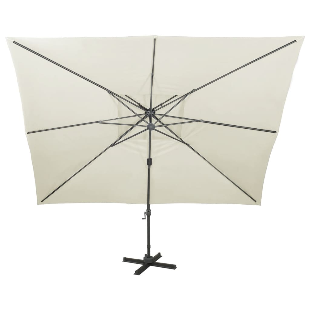 Zweefparasol met dubbel dak 400x300 cm zandkleurig