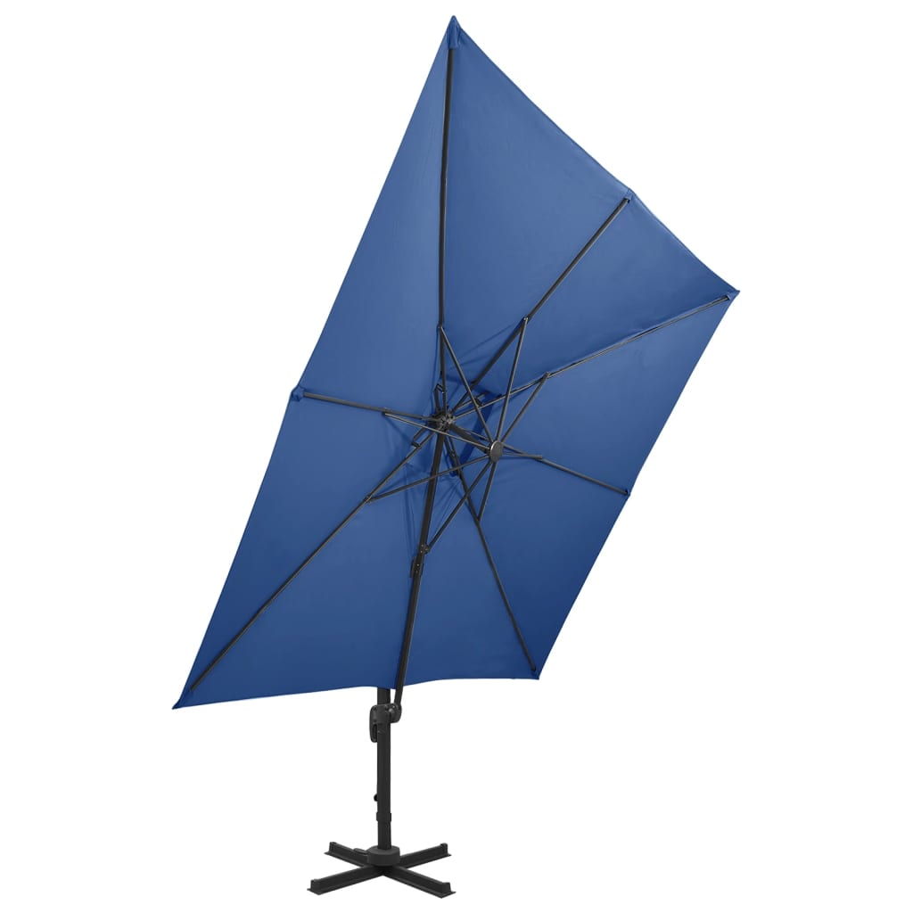 Zweefparasol met dubbel dak 300x300 cm azuurblauw