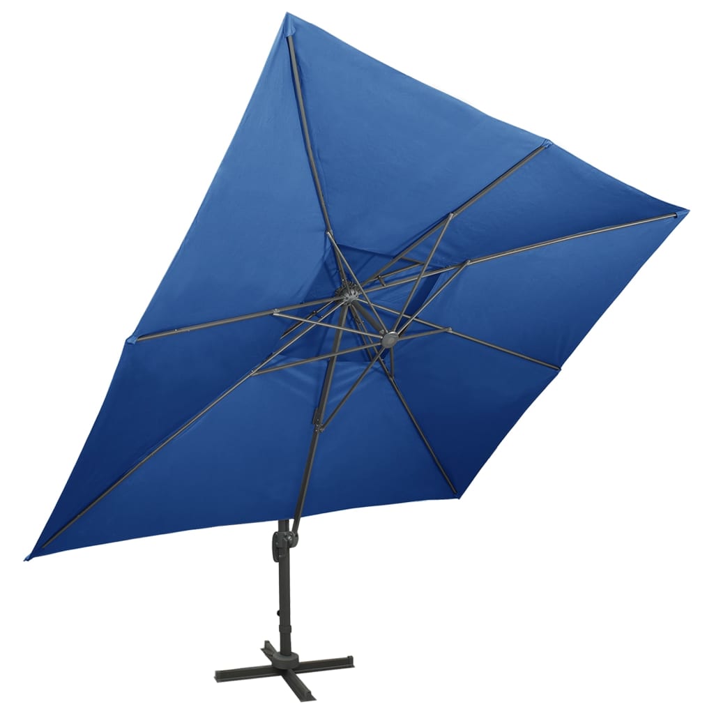 Zweefparasol met dubbel dak 400x300 cm azuurblauw