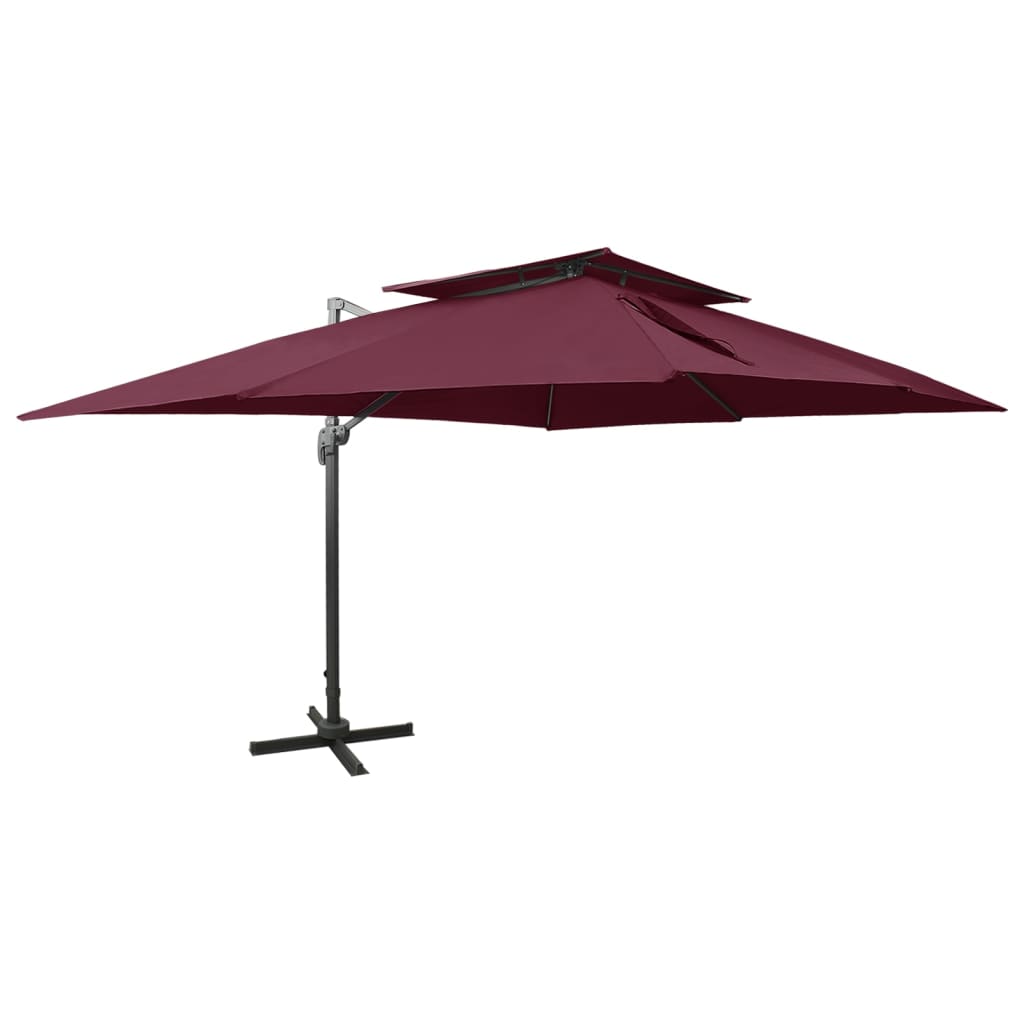 Zweefparasol met dubbel dak 400x300 cm bordeauxrood