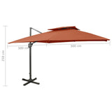 Zweefparasol met dubbel dak 300x300 cm terracottakleurig