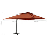 Zweefparasol met dubbel dak 400x300 cm terracottakleurig