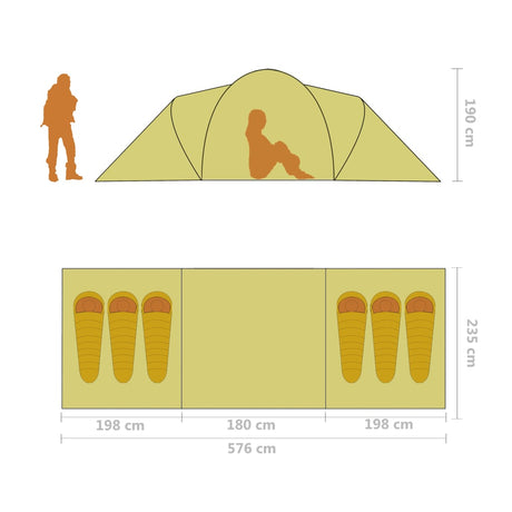 Tent 6-persoons blauw en geel