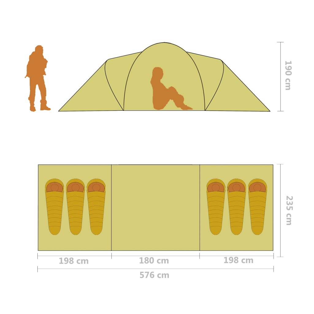 Tent 6-persoons grijs en oranje