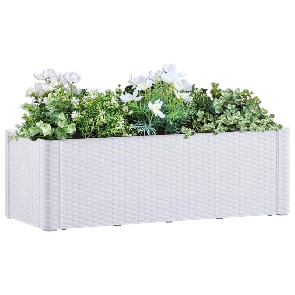 Plantenbak hoog met zelfbewateringssysteem 100x43x33 cm wit