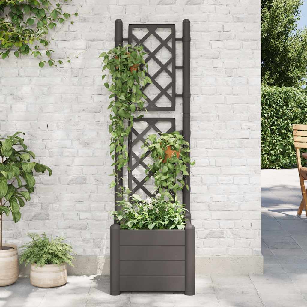 Plantenbak met latwerk 43x43x142 cm PP antracietkleurig