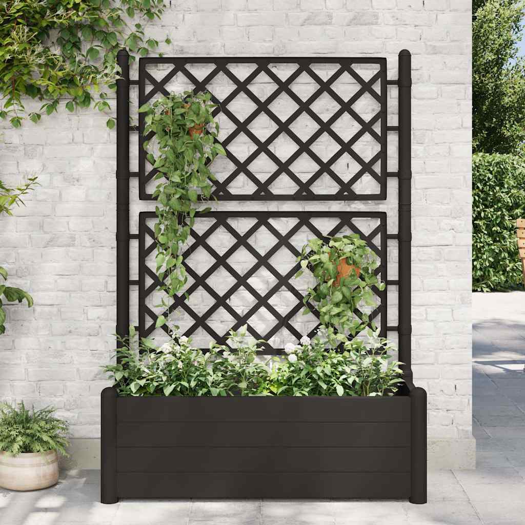 Plantenbak met latwerk 100x43x142 cm PP antraciet